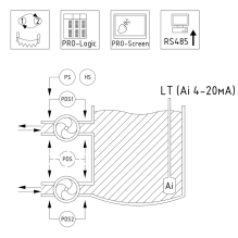 Автоматика управления насосами 2Н 380В аналоговый уровнемер, PRO-Logic, PRO-Screen, поочередная работа, RS485. ШУН2Н380ВAiRS v2.1