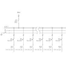 ВРУ. Распределительная панель с коммутированием, 12 отходящие линии, авт. Выключатели ВА 47-63N, контакторы КМЭ